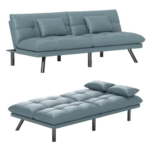 70 Inch Water-Resistant Light Black Futon Sofa Bed Couch