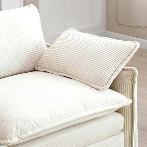 Antetek Beige Oversized Chaise Lounge Chair with Ottoman for Living Room