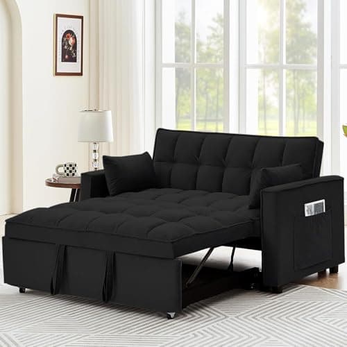 3-in-1 Black Pull-Out Sofa Bed for Living & Bedroom Spaces