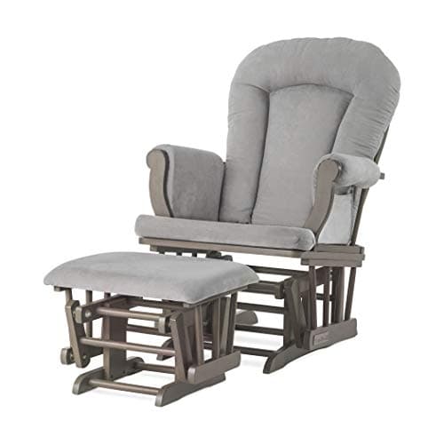 Child Craft Cozy Glider Rocker & Ottoman, Beige Cushion with Storage Pockets