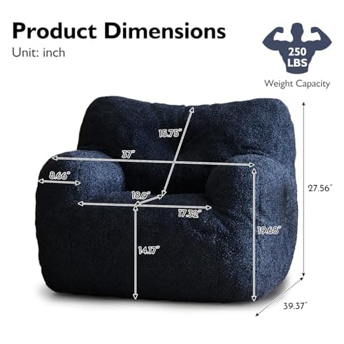 Dark Blue Teddy Fabric Adult Bean Bag Chair