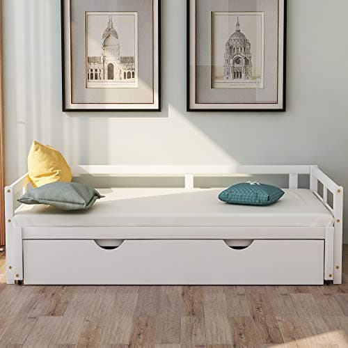 Harper & Bright Designs Extendable Daybed with Twin to King Sofa Bed, White