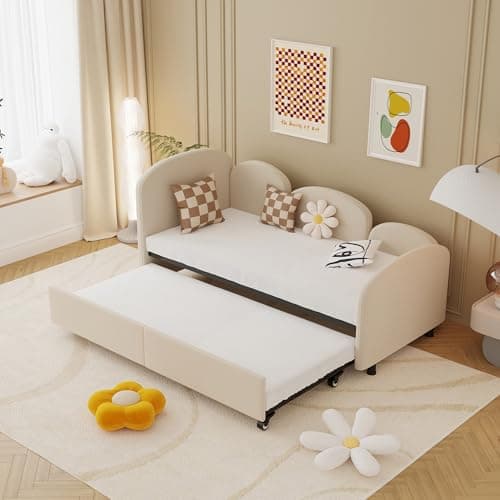 Pop-Up Twin Daybed with USB Port & Velvet Frame for Guest or Living Room