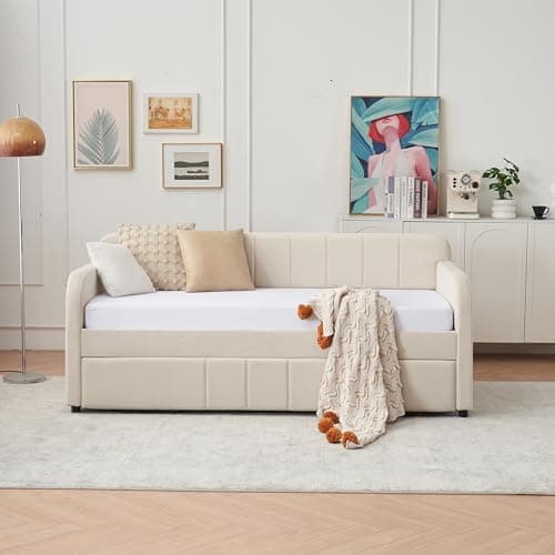 Pop-Up Twin Daybed with USB Port & Velvet Frame for Guest or Living Room