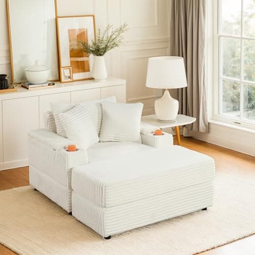 Oversized Chaise Lounge Convertible Sleeper Sofa Bed (Grey)