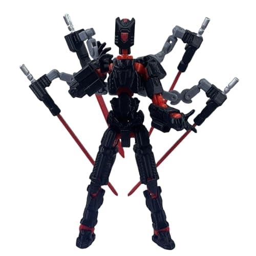 T13 Mission 13 Lucky Action Figures, 3D Printed Desk Toys (Black Red, 5.5")