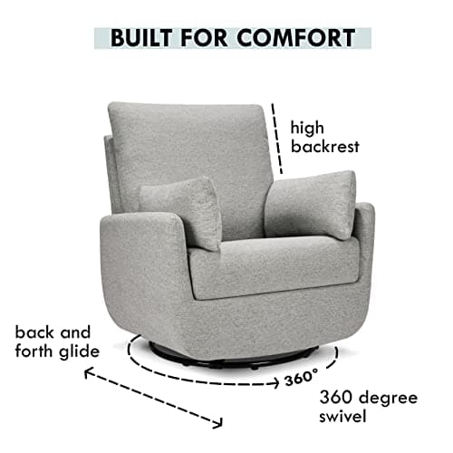 Frost Grey DaVinci Juno Swivel Glider | Greenguard Gold & CertiPUR-US Certified