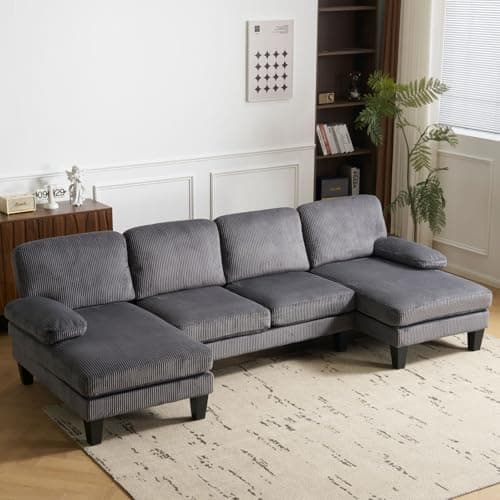 VINGLI Beige 4-Seat U-Shaped Sectional with Chaise for Living Room