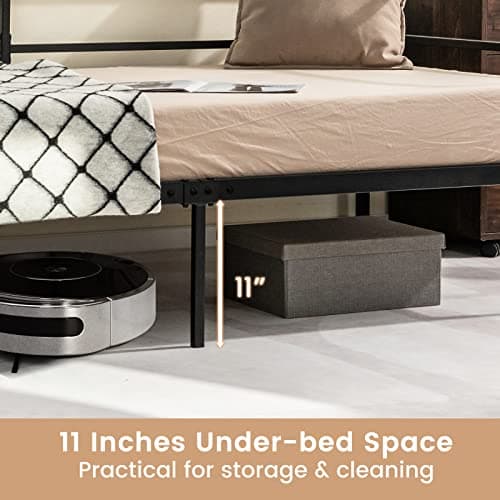 Giantex Black Metal Twin Daybed with Slats & Guardrails
