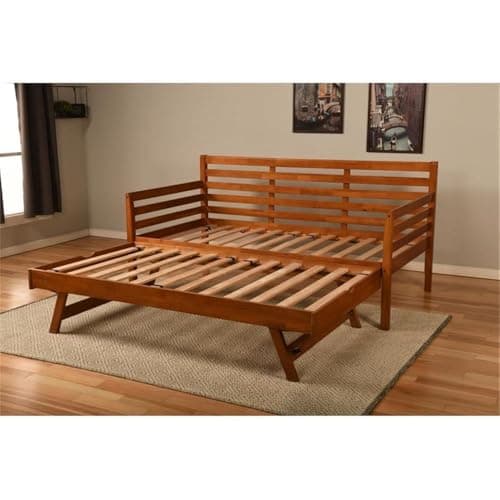 Kodiak Furniture Rustic Walnut Daybed with Pop Up Trundle, Up to 500 lbs Capacity