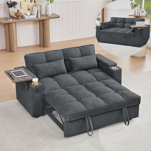 3-in-1 Queen Convertible Couch Bed Velvet Sleeper Sofa for Living Room