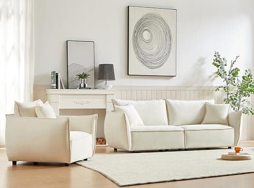 Antetek Beige Chenille Living Room & Bedroom Sofa Set