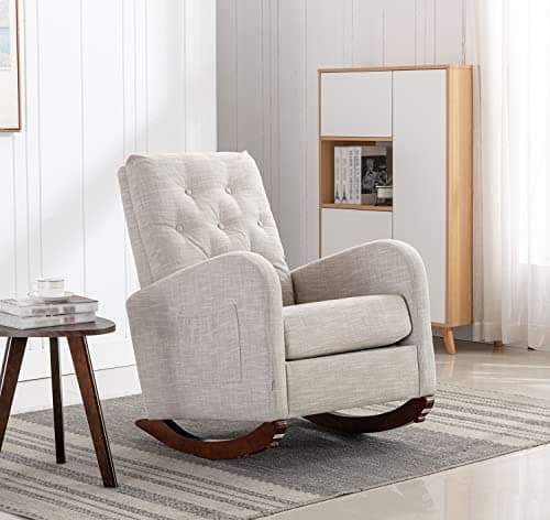 Antetek Beige Modern Accented Rocking Chair for Kids & Babies