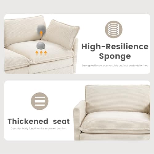 ROWHY Beige Oversized Modular Sectional with Movable Ottoman, 4 Seat L-Shaped Sofa Set