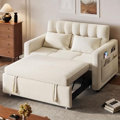 DWVO 3-in-1 Convertible Sofa Bed, Grey with Pull-Out Bed and Adjustable Backrest