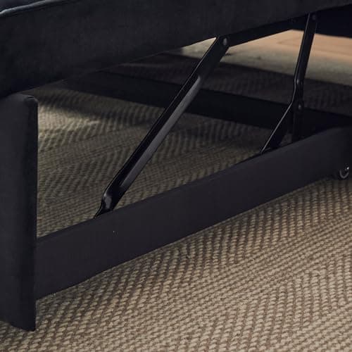 Black Velvet Futon Sofa Bed with Adjustable Backrest and Storage (Living/Bedroom)