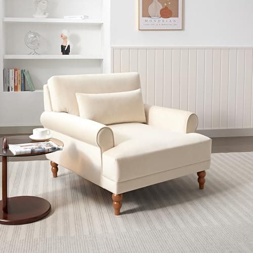 Modern 55" Oversized Chaise Lounger, Luxurious Chenille Fabric Single Sofa Chair with Pillows, Charge Station & Cup Holders for Living Room Apartment Offices (Blue Gray-55'')