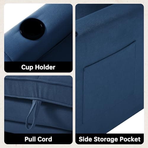 Dark Blue Modern Comfortable Loveseat Sleeper Sofa Bed