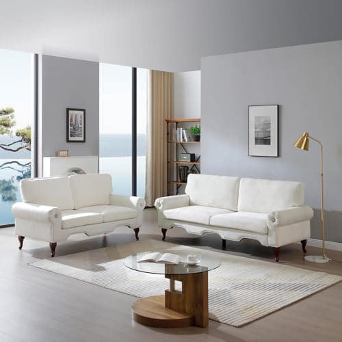 Antetek Grey 80-inch 3-Seater Couch with Crystal Tufting & Nailheads Trim