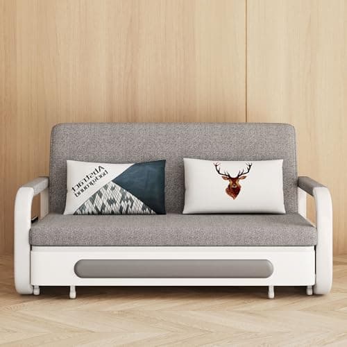 Gray/White Versatile RV Pull-Out Sofa Bed - Living Room and Small Spaces