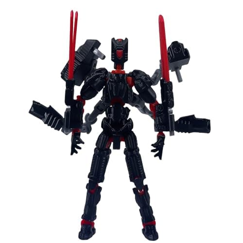 T13 Mission 13 Lucky Action Figures, 3D Printed Desk Toys (Black Red, 5.5")