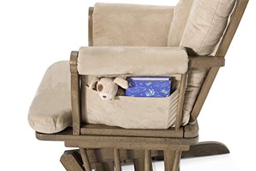 Child Craft Cozy Glider Rocker & Ottoman, Beige Cushion with Storage Pockets