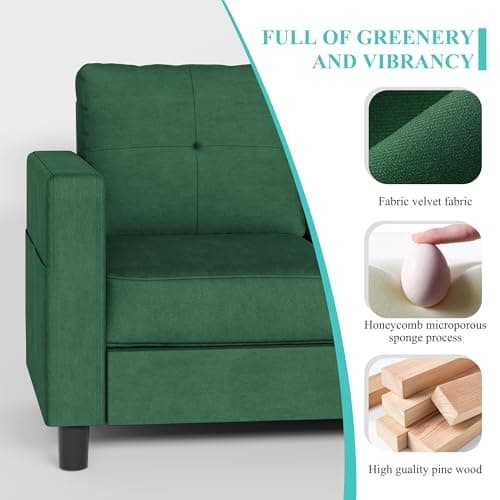 Shintenchi Green 3-Seater L-Shaped Sectional Sofa with Ottoman and Reversible Chaise