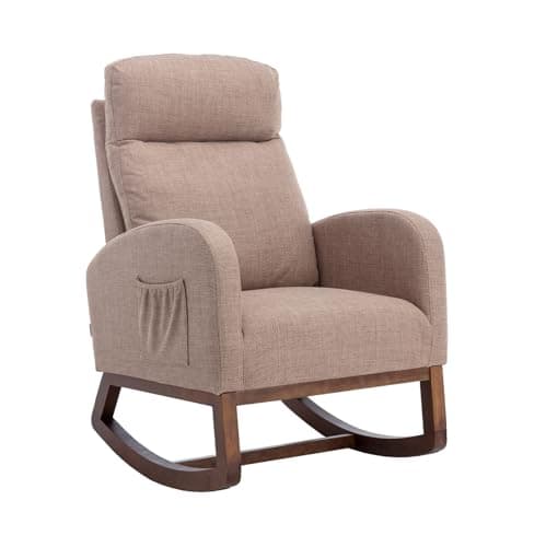 Antetek Beige Modern Accented Rocking Chair for Kids & Babies