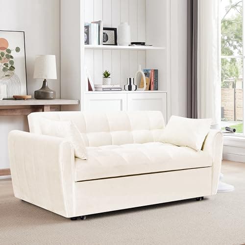 Eafurn 3-in-1 Convertible Pull-Out Sofa Bed Queen Size, Corduroy Lounge with Pillows & Storage