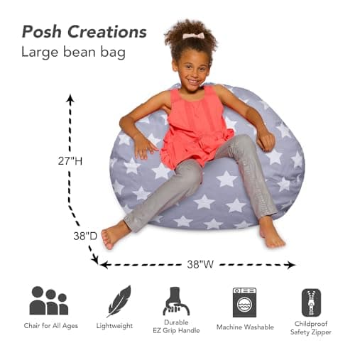 Posh Creations White Stars Bean Bag Chair - Large