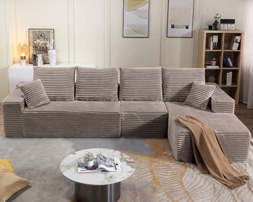 107" Modular Left Chaise Sectional Sofa, Modern Cloud Cushion, Black, No Assembly Required