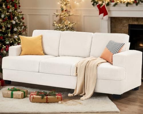 AMERLIFE Beige Chenille 89" Extra Deep 3 Seater Sofa Couch
