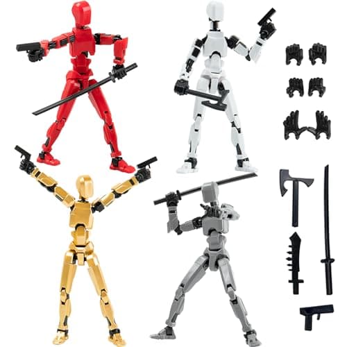 Titan T-13 4PC Robot Action Figure Set for Boys (White+Black+Blue+Red)