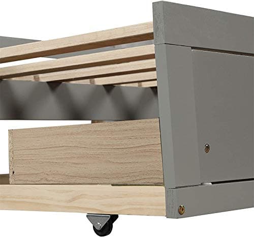Meritline Extendable Daybed Frame, Twin to King, Gray Storage Drawers