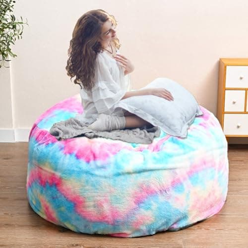 Giant Grey Bean Bag Chair for Adults & Kids, Filling-Free & Comfy