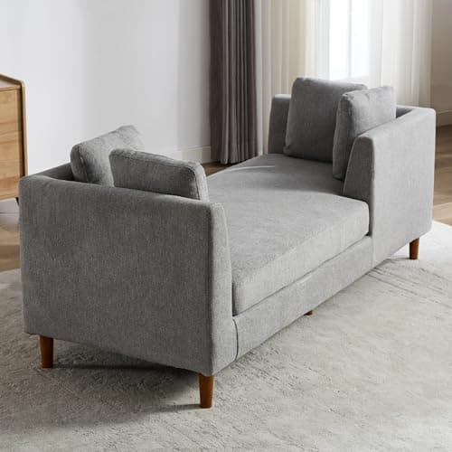 Chenille Grey 75" Oversized Upholstered Chaise Lounge Chair