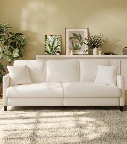83" Teddy Fleece Loveseat Sofa for Living Room, Tool-Free Setup, Beige
