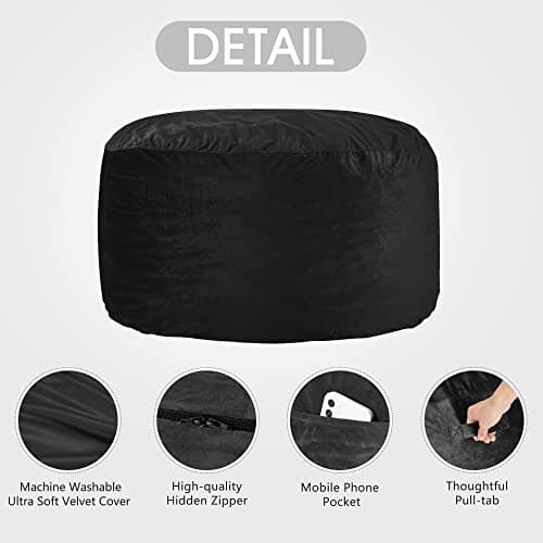 Homguava Memory Foam Bean Bag Chair: Large Dutch Velvet Covered Beanbag Sofa