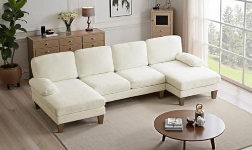 VINGLI Beige 4-Seat U-Shaped Sectional with Chaise for Living Room