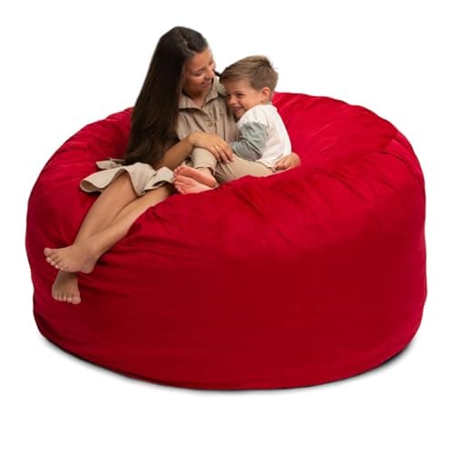 ULTIMATE SACK 6000 (6 ft.) Bean Bag Chair Cover, Burgundy Suede
