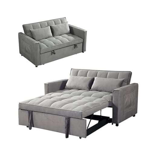 Black Velvet 3-in-1 Couch Bed with Adjustable Backrest