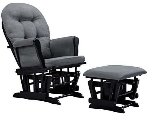 Angel Line Windsor Glider & Ottoman Cushion, Black/Dark Grey