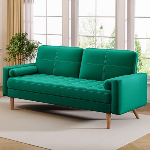 68" Mid Century Modern Tufted Grey Loveseat Sofa for Living Room, RV, Bedroom, Office, Apartment
