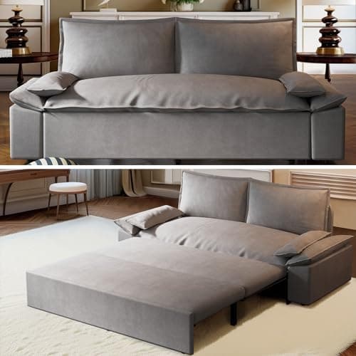 Antetek 3-in-1 Convertible Velvet Sleeper Sofa Bed with Side Pockets for Living Room