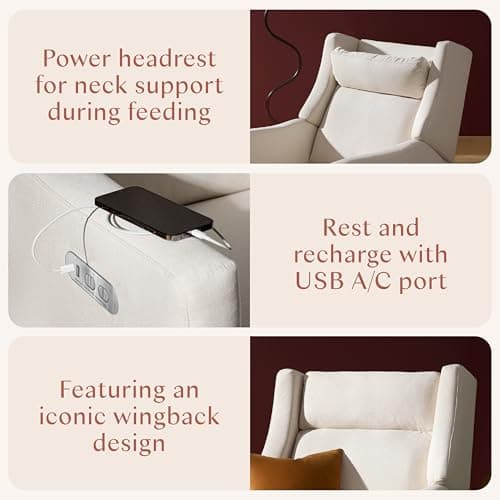 Babyletto Kiwi Power Glider Recliner, GREENGUARD Gold Certified, Cream