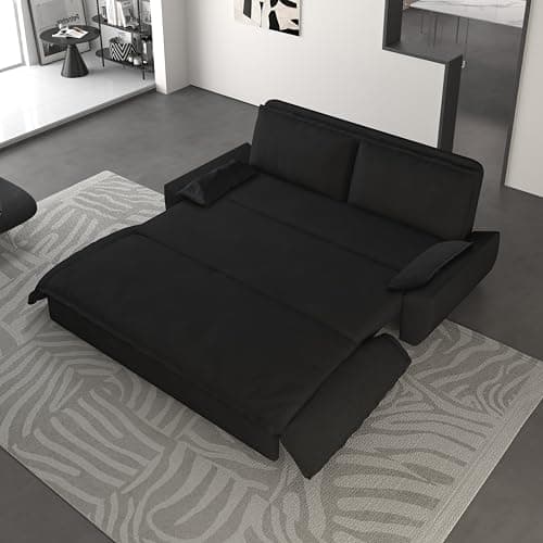 3-in-1 Queen Convertible Couch Bed Velvet Sleeper Sofa for Living Room