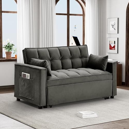 Ouyessir 3 in 1 Convertible Sleeper Sofa Bed - Dark Grey