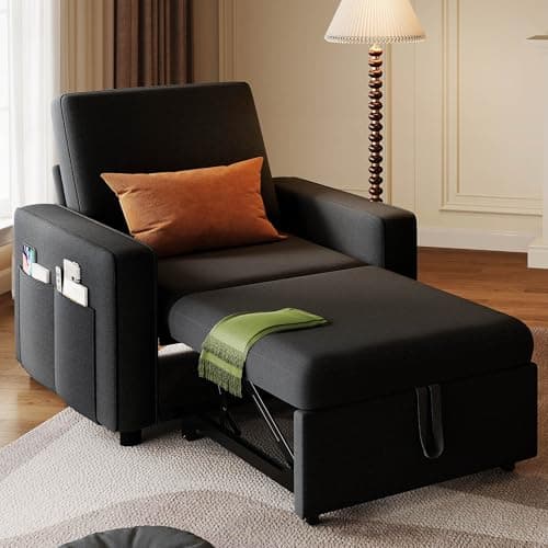 YITAHOME 3-in-1 Convertible Sofa Chair Bed, Grey Linen Recliner