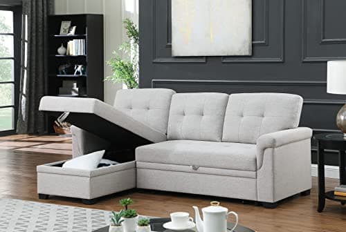 Lilola Home Lucca Sectional Sleeper Sofa - Versatile Storage & Comfortable Couch Bed