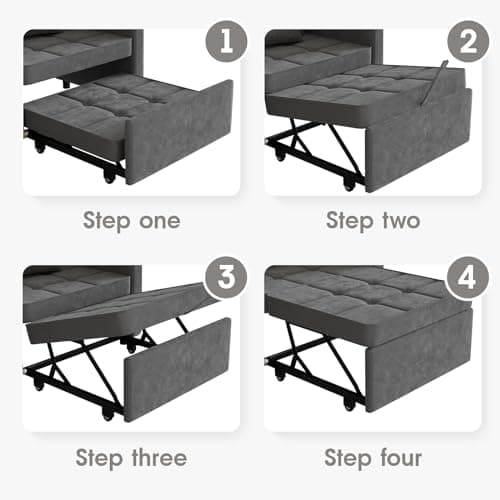 3-in-1 Velvet Sleeper Sofa Chair with USB Ports and Wing Table